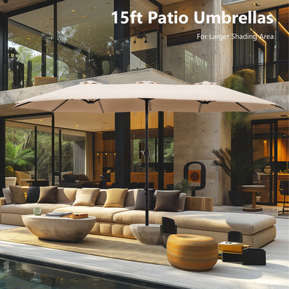 Parasol double face extra large de 4,57 m (15 pi) avec base incluse, MAISON ARTS