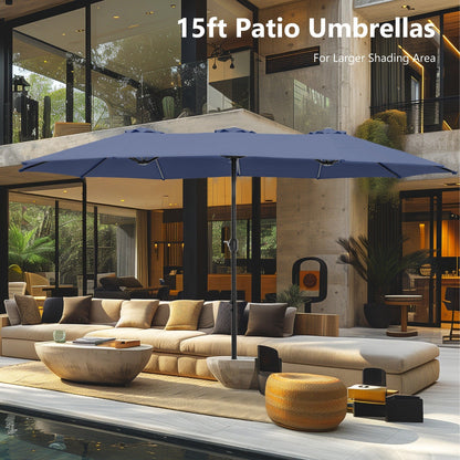 Parasol double face extra large de 4,57 m (15 pi) avec base incluse, MAISON ARTS