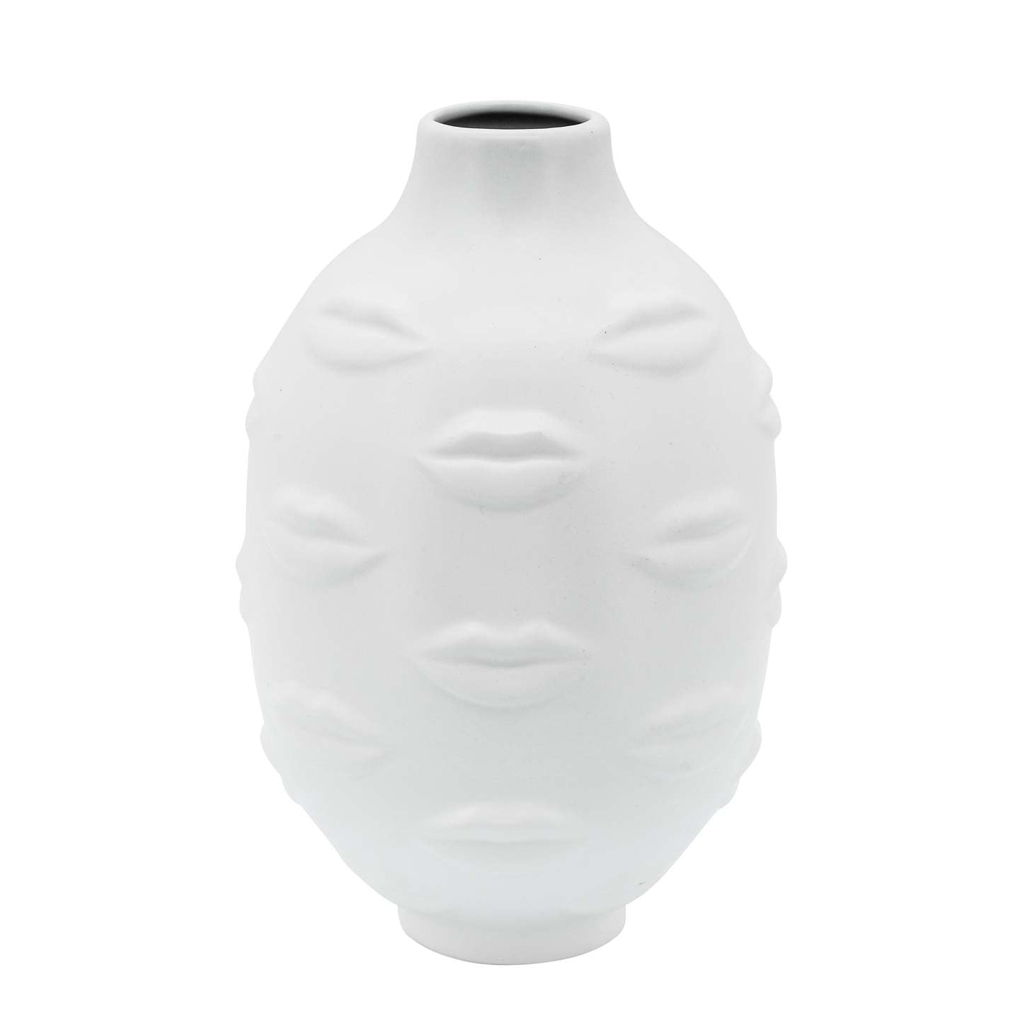 Vase de 6 po en céramique avec lèvres - blanc|Vase 6 lèvres en céramique - Blanc