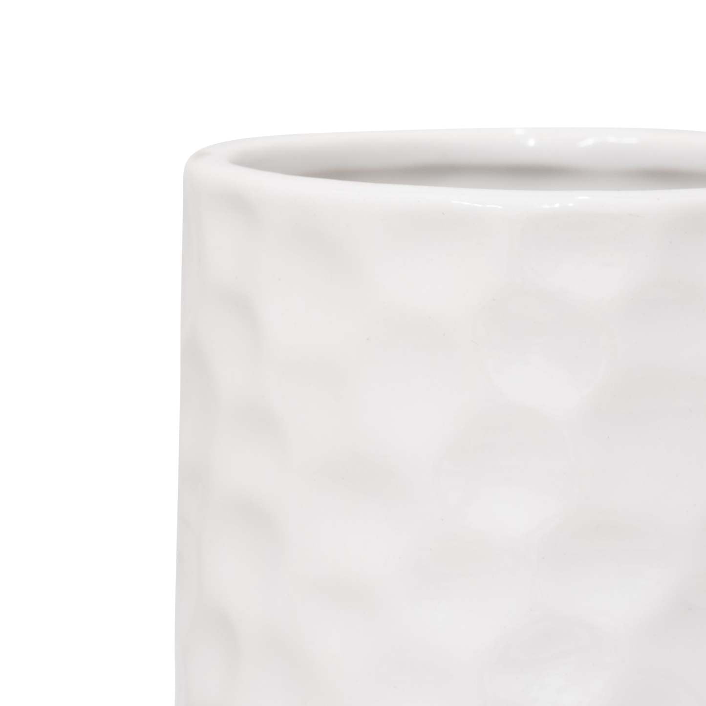 Vase de 13 po en céramique avec ceinture - blanc et doré