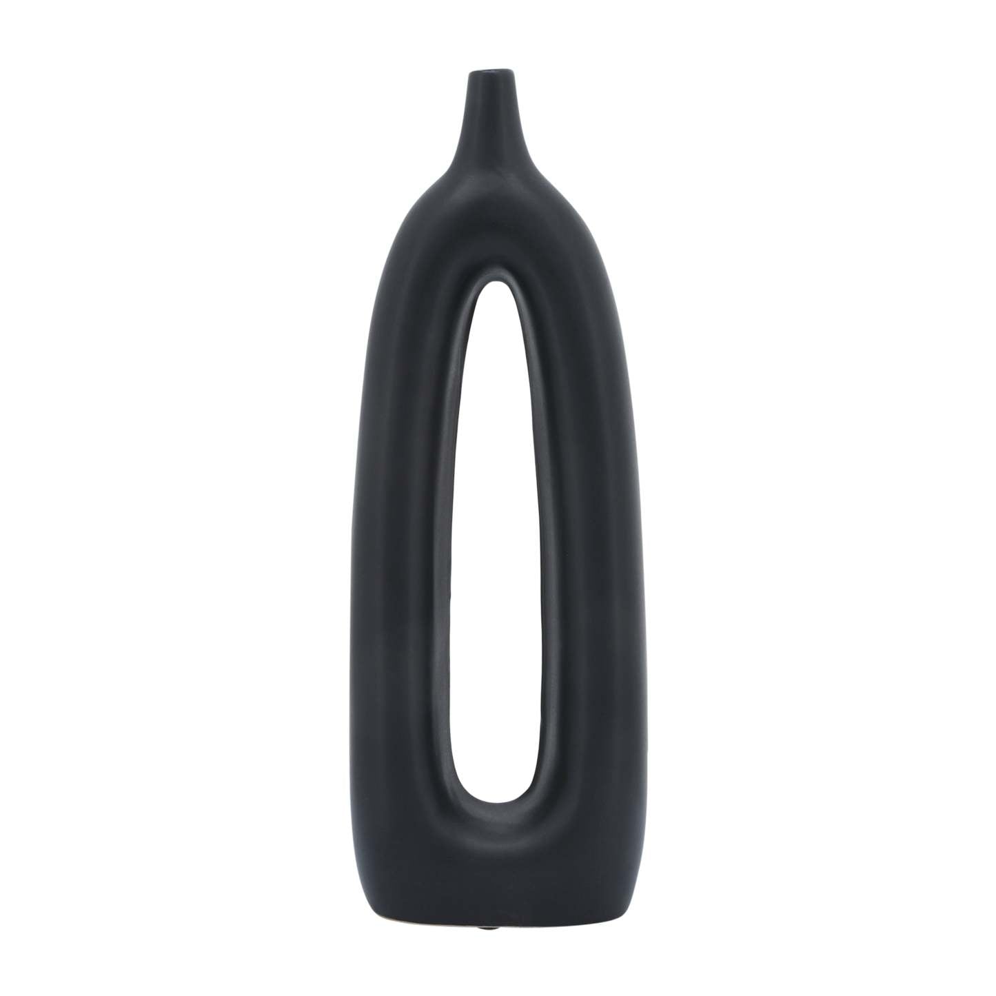 Vase de 14 po en céramique avec découpe - noir|Ceramic 14 Open Cut-Out Vase - Black