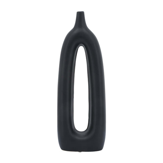 Vase de 14 po en céramique avec découpe - noir|Ceramic 14 Open Cut-Out Vase - Black