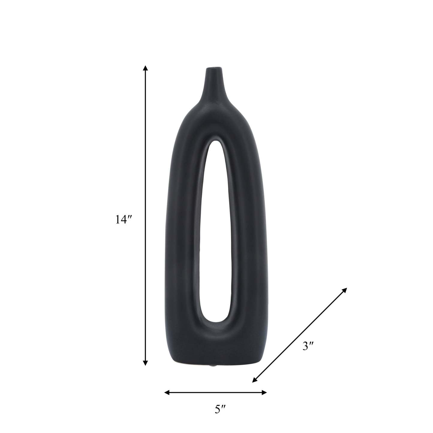 Vase de 14 po en céramique avec découpe - noir|Ceramic 14 Open Cut-Out Vase - Black