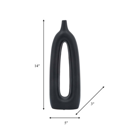 Vase de 14 po en céramique avec découpe - noir|Ceramic 14 Open Cut-Out Vase - Black