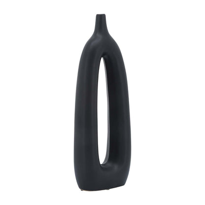 Vase de 14 po en céramique avec découpe - noir|Ceramic 14 Open Cut-Out Vase - Black