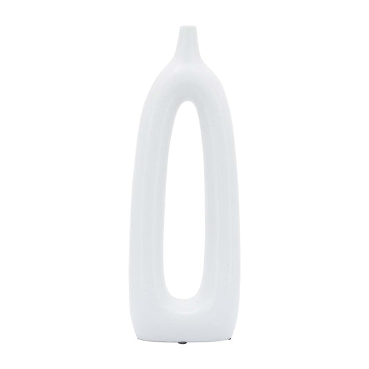 Vase de 14 po en céramique avec découpe - blanc|Ceramic 14 Open Cut-Out Vase - Blanc