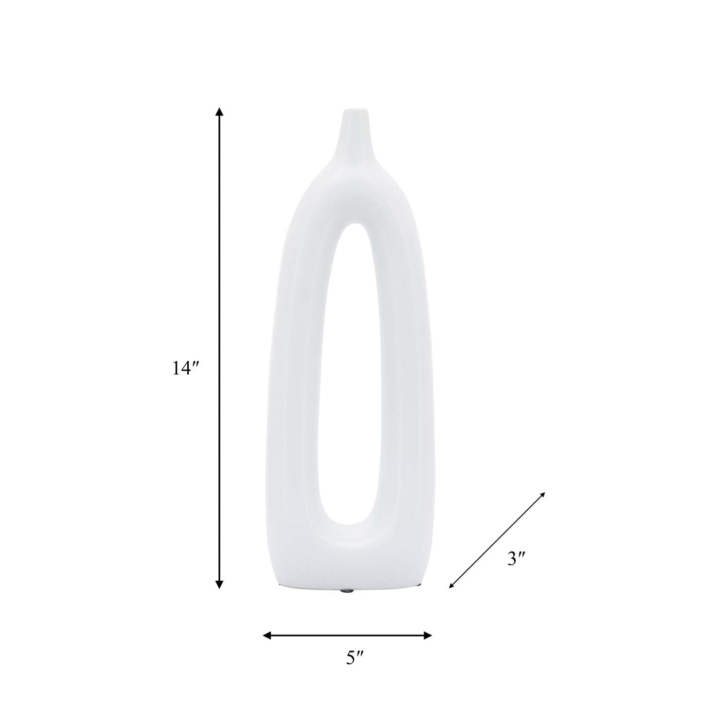 Vase de 14 po en céramique avec découpe - blanc|Ceramic 14 Open Cut-Out Vase - Blanc