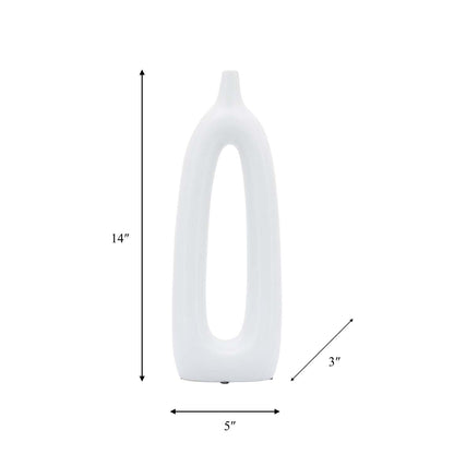 Vase de 14 po en céramique avec découpe - blanc|Ceramic 14 Open Cut-Out Vase - Blanc