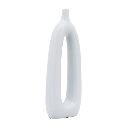 Vase de 14 po en céramique avec découpe - blanc|Ceramic 14 Open Cut-Out Vase - Blanc