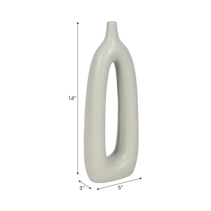 Vase de 14 po en céramique avec découpe - vert sauge|Ceramic 14 Open Cut-Out Vase - Sage Green