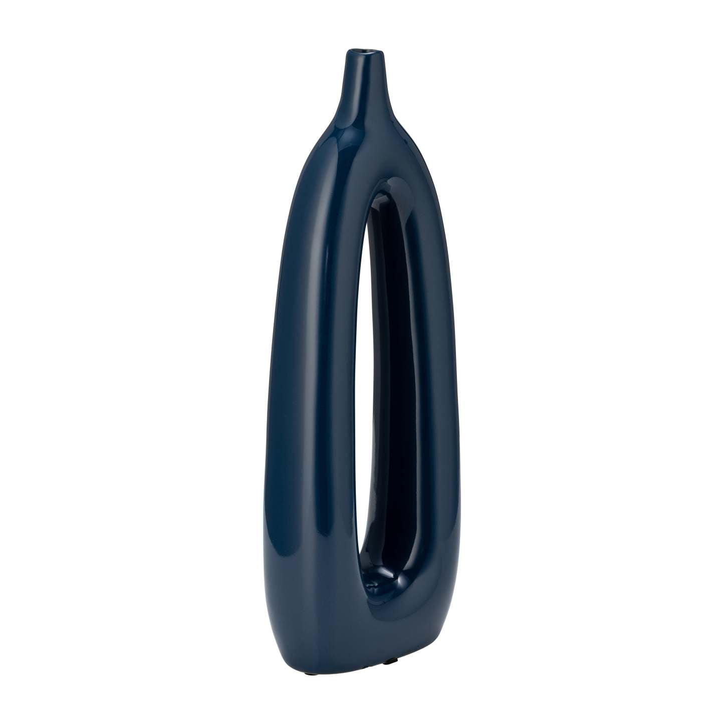 Vase de 14 po en céramique avec découpe - bleu