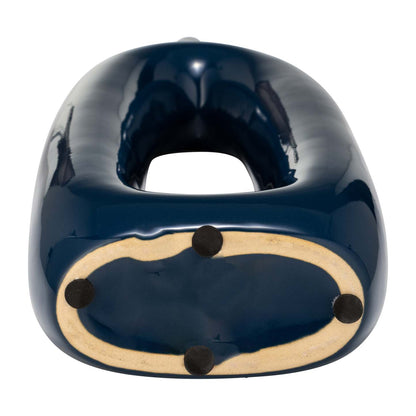 Vase de 14 po en céramique avec découpe - bleu