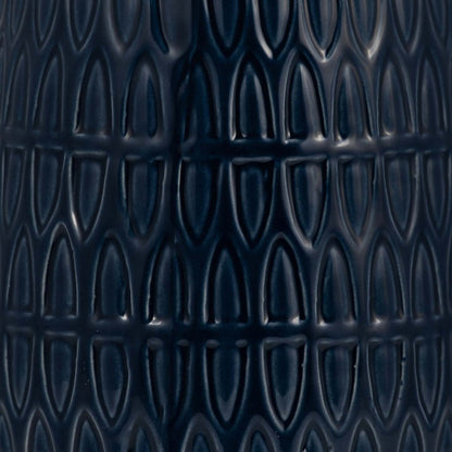 Vase gravé bleu marine de 10 po