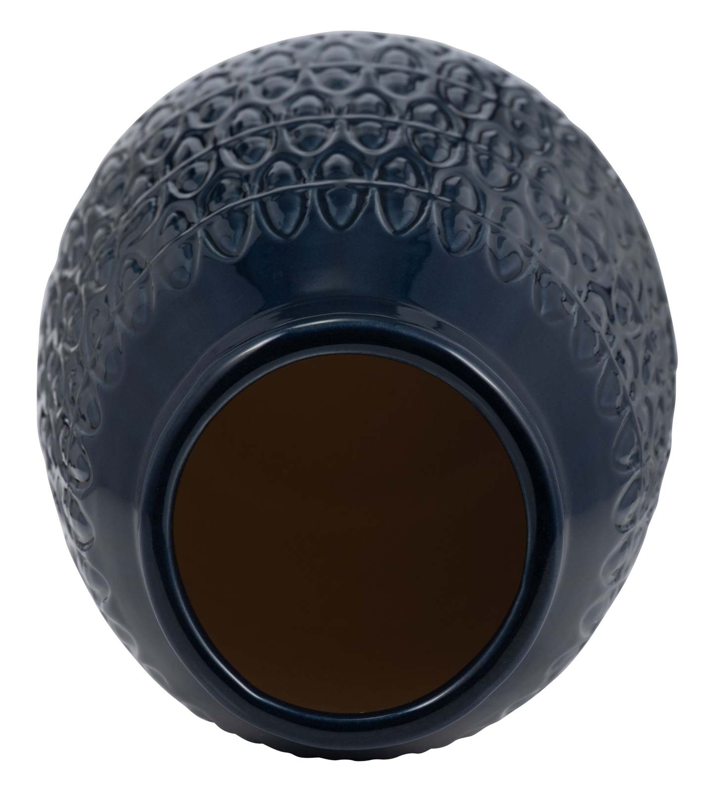 Vase gravé bleu marine de 10 po