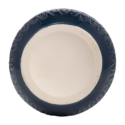 Vase gravé bleu marine de 10 po