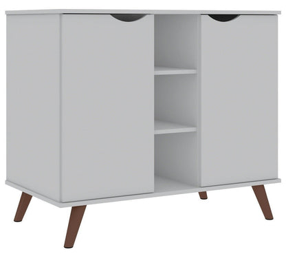 Buffet Hampton de Manhattan Comfort de 39,37 po avec 7 tablettes et pattes en bois massif - blanc