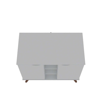 Buffet Hampton de Manhattan Comfort de 39,37 po avec 7 tablettes et pattes en bois massif - blanc