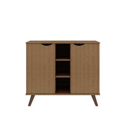 Buffet Hampton de Manhattan Comfort de 39,37 po avec 7 tablettes et pattes en bois massif - crème d'érable
