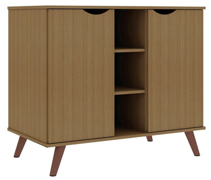 Buffet Hampton de Manhattan Comfort de 39,37 po avec 7 tablettes et pattes en bois massif - crème d'érable