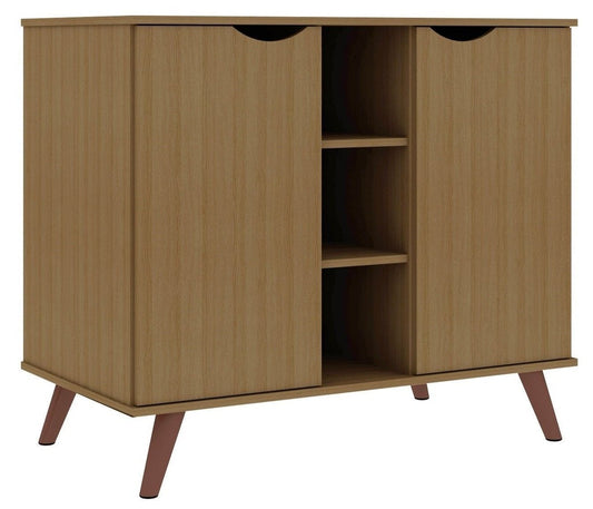 Buffet Hampton de Manhattan Comfort de 39,37 po avec 7 tablettes et pattes en bois massif - crème d'érable