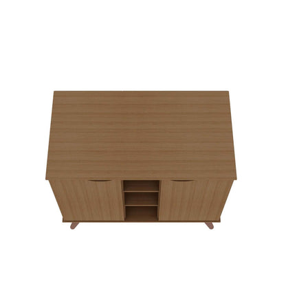 Buffet Hampton de Manhattan Comfort de 39,37 po avec 7 tablettes et pattes en bois massif - crème d'érable