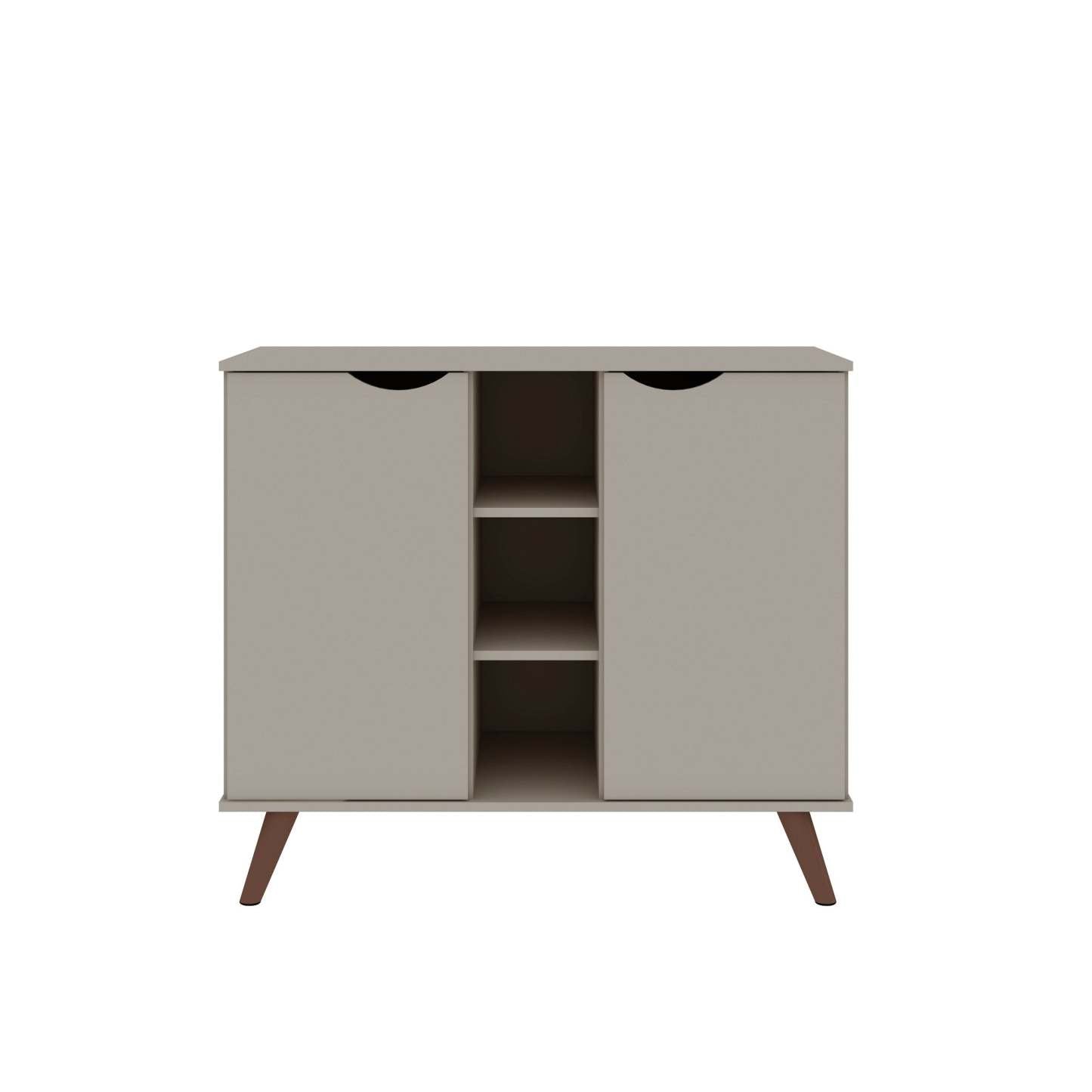 Buffet Hampton de Manhattan Comfort de 39,37 po avec 7 tablettes et pattes en bois massif - blanc cassé