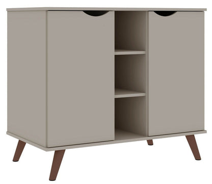 Buffet Hampton de Manhattan Comfort de 39,37 po avec 7 tablettes et pattes en bois massif - blanc cassé