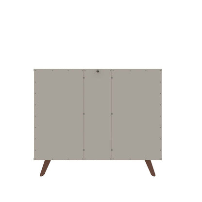 Buffet Hampton de Manhattan Comfort de 39,37 po avec 7 tablettes et pattes en bois massif - blanc cassé