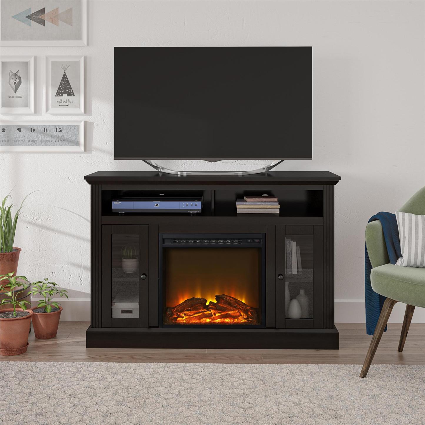 Ameriwood Home Chicago Electric Fireplace TV Console for Flat Screen TVs up to 50 - Espresso|Console pour téléviseur Chicago d'Ameriwood Home avec foyer électrique pour téléviseurs à écran plat jusqu'à 50 po - espresso