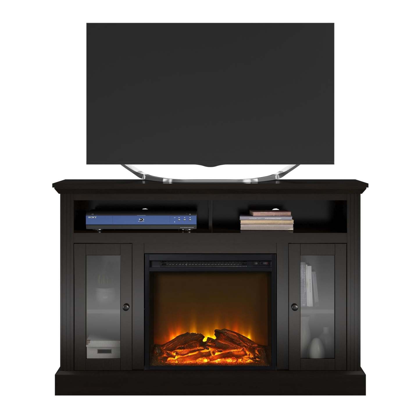 Ameriwood Home Chicago Electric Fireplace TV Console for Flat Screen TVs up to 50 - Espresso|Console pour téléviseur Chicago d’Ameriwood Home avec foyer électrique pour téléviseurs à écran plat jusqu’à 50 po - espresso