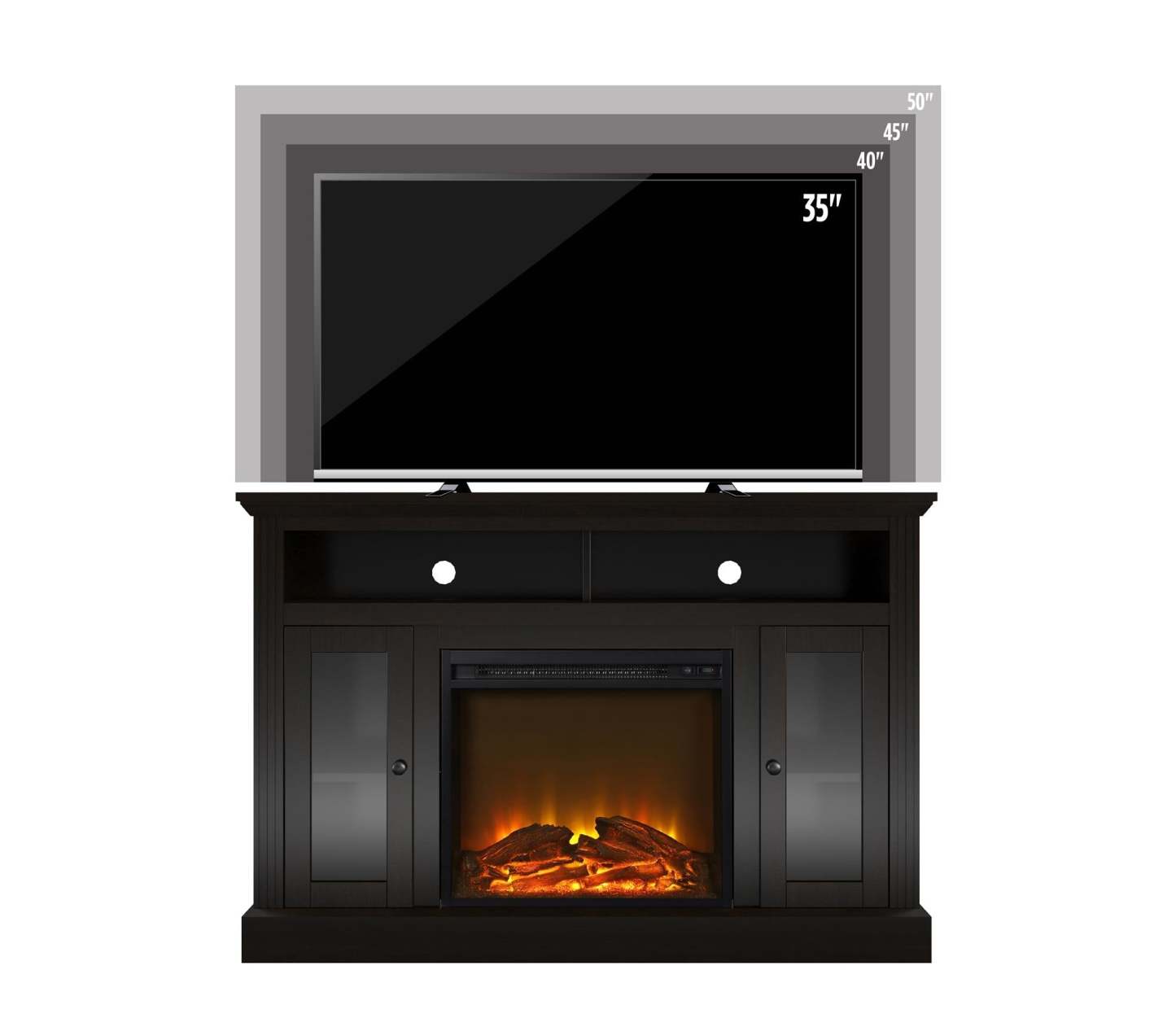 Ameriwood Home Chicago Electric Fireplace TV Console for Flat Screen TVs up to 50 - Espresso|Console pour téléviseur Chicago d’Ameriwood Home avec foyer électrique pour téléviseurs à écran plat jusqu’à 50 po - espresso