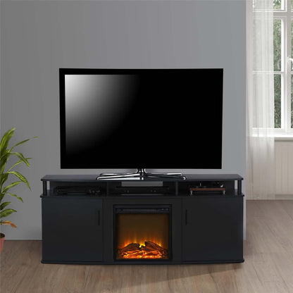 Ameriwood Home Carson Electric Fireplace TV Console for TVs up to 70 po - Noir|Console pour téléviseur Carson d'Ameriwood Home avec foyer électrique pour téléviseurs jusqu'à 70 po - noire