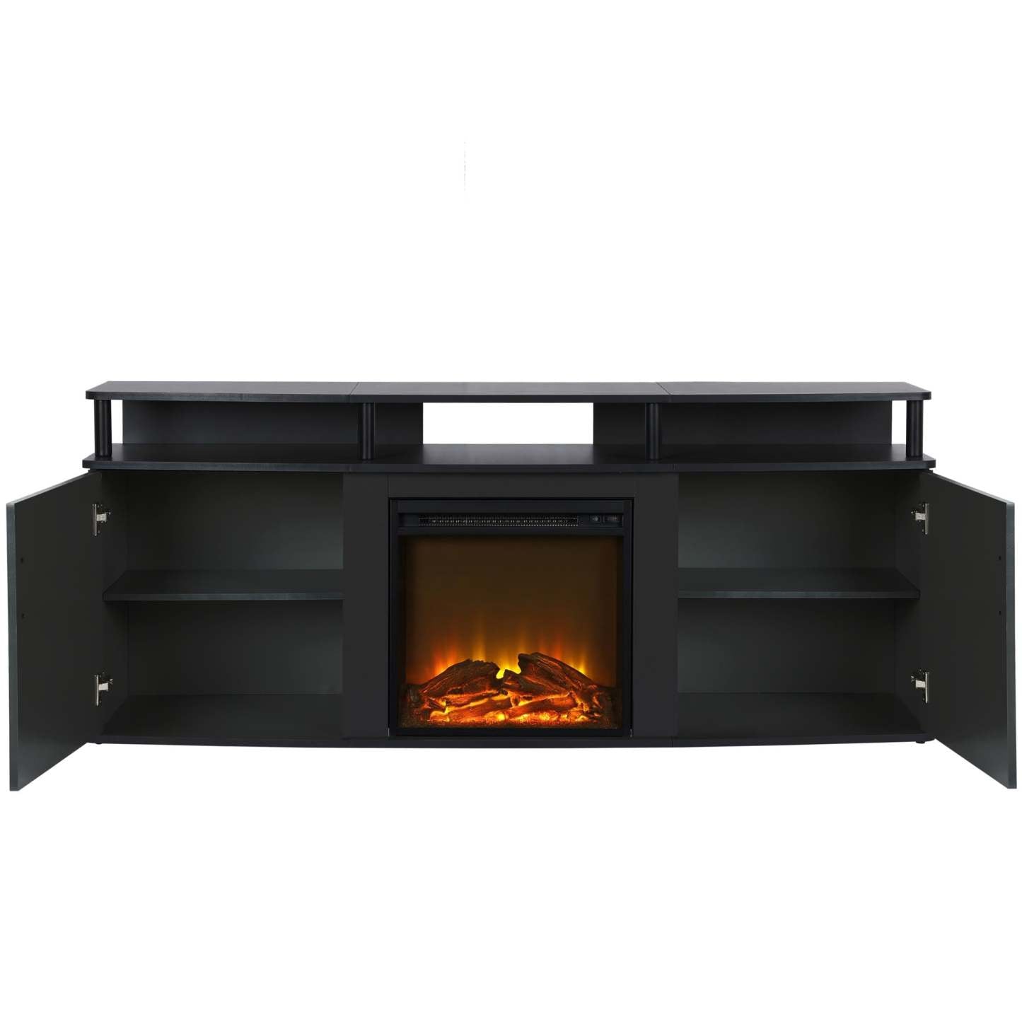 Ameriwood Home Carson Electric Fireplace TV Console for TVs up to 70 po - Noir|Console pour téléviseur Carson d'Ameriwood Home avec foyer électrique pour téléviseurs jusqu'à 70 po - noire
