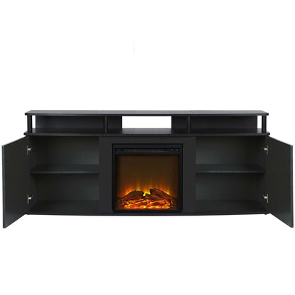 Ameriwood Home Carson Electric Fireplace TV Console for TVs up to 70 po - Noir|Console pour téléviseur Carson d'Ameriwood Home avec foyer électrique pour téléviseurs jusqu'à 70 po - noire