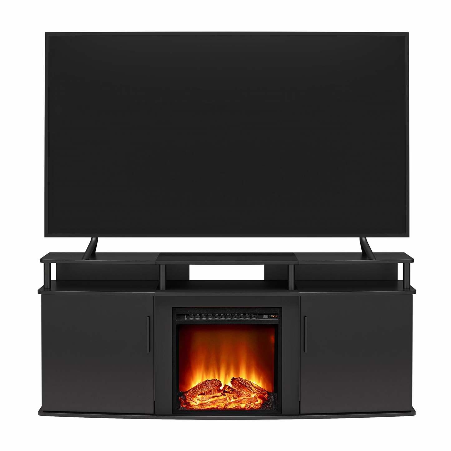 Ameriwood Home Carson Electric Fireplace TV Console for TVs up to 70 po - Noir|Console pour téléviseur Carson d'Ameriwood Home avec foyer électrique pour téléviseurs jusqu'à 70 po - noire