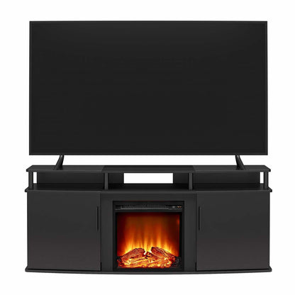 Ameriwood Home Carson Electric Fireplace TV Console for TVs up to 70 po - Noir|Console pour téléviseur Carson d'Ameriwood Home avec foyer électrique pour téléviseurs jusqu'à 70 po - noire