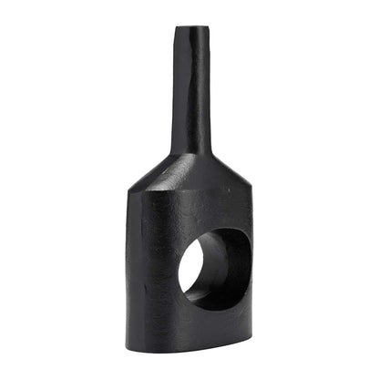 Petit vase moderne de 12 po en métal avec découpe - noir