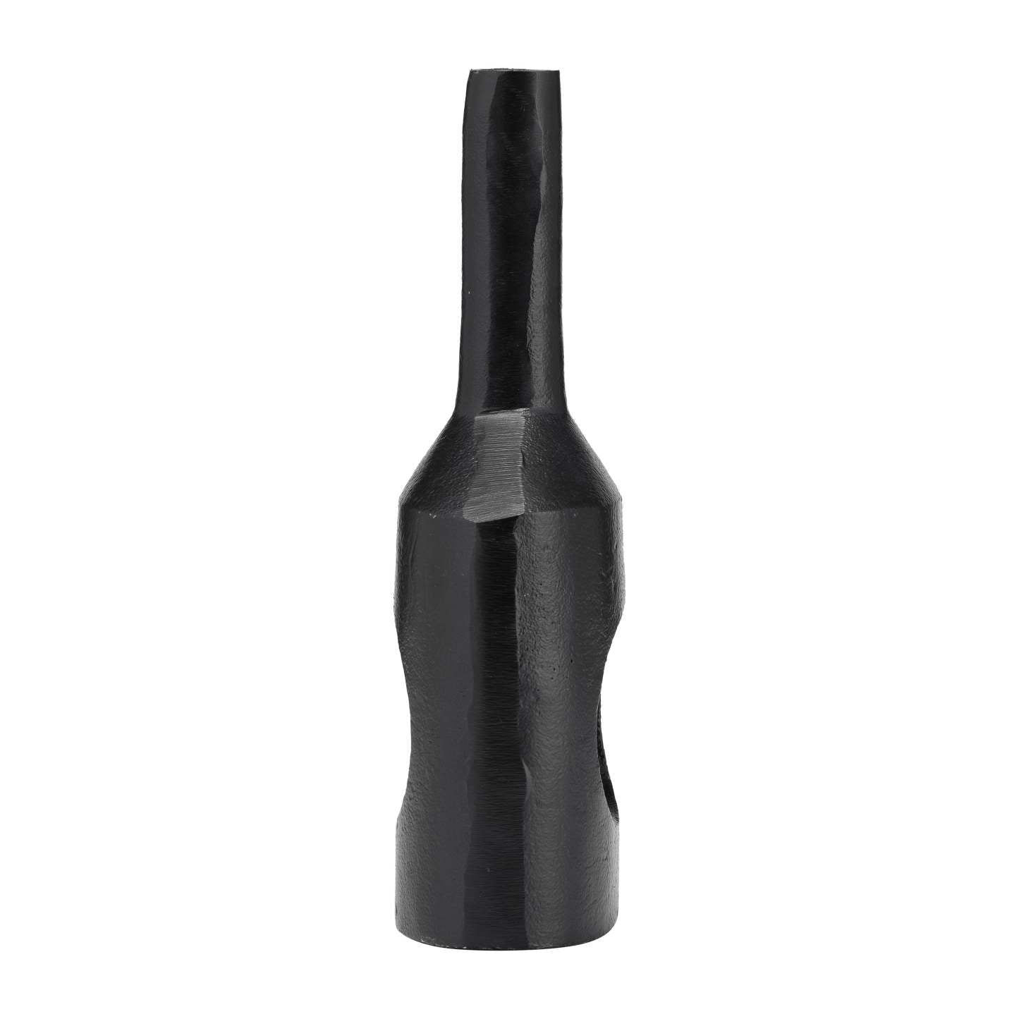 Petit vase moderne de 12 po en métal avec découpe - noir