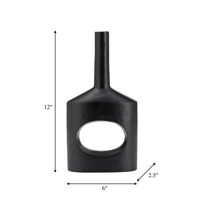 Petit vase moderne de 12 po en métal avec découpe - noir