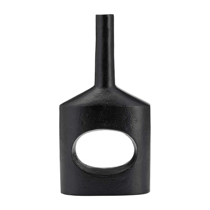 Petit vase moderne de 12 po en métal avec découpe - noir