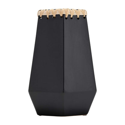 Vase en céramique 11 avec tissage - Noir|Vase de 11 po en céramique à motif tressé - noir