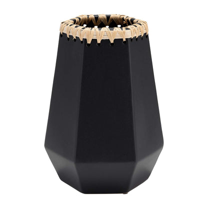 Vase en céramique 11 avec tissage - Noir|Vase de 11 po en céramique à motif tressé - noir