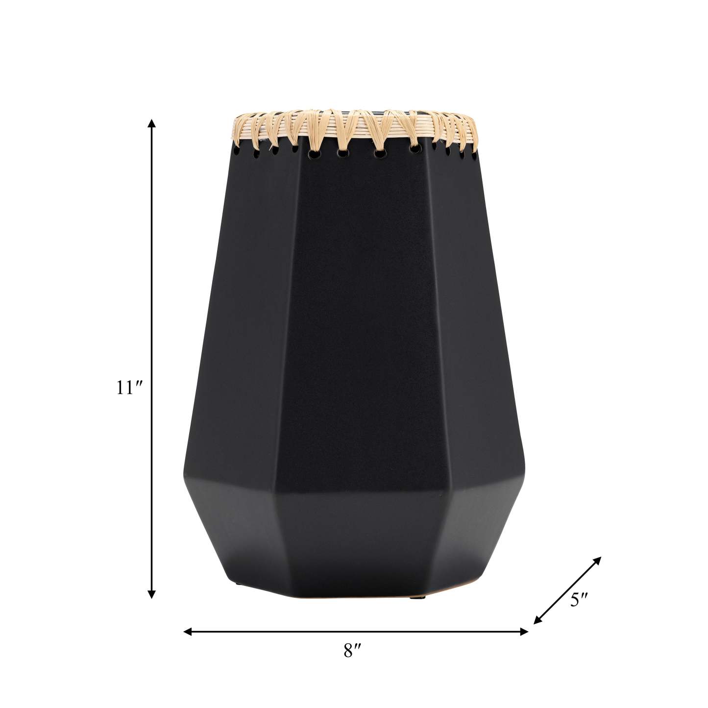 Vase en céramique 11 avec tissage - Noir|Vase de 11 po en céramique à motif tressé - noir