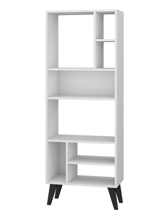 Bibliothèque haute Warren de Manhattan Comfort avec 8 tablettes - blanche et noire