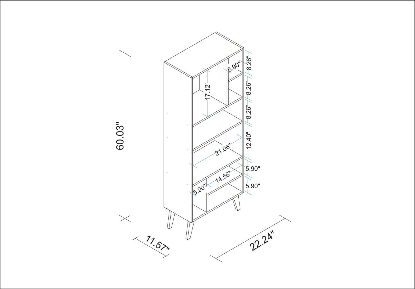 Bibliothèque haute Warren de Manhattan Comfort avec 8 tablettes - blanche et noire