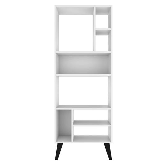 Bibliothèque haute Warren de Manhattan Comfort avec 8 tablettes - blanche et noire
