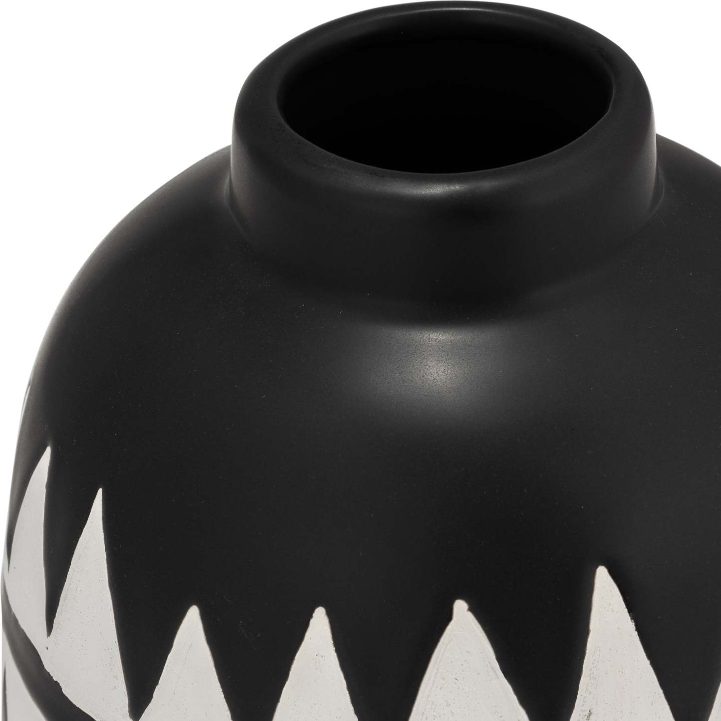 Vase à fleurs en céramique de 9 po - noir et blanc | Vase à fleurs de 9 po en céramique à motif tribal - noir et blanc