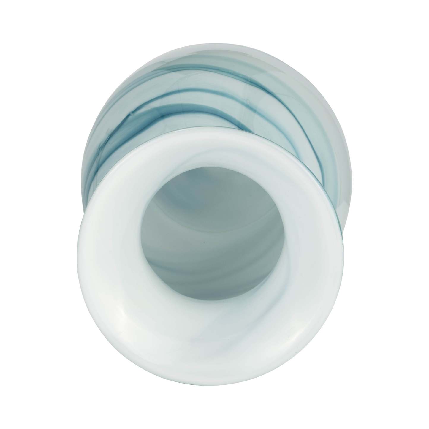 Vase deux couleurs de 11 po en verre - bleu et blanc