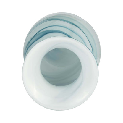 Vase deux couleurs de 11 po en verre - bleu et blanc