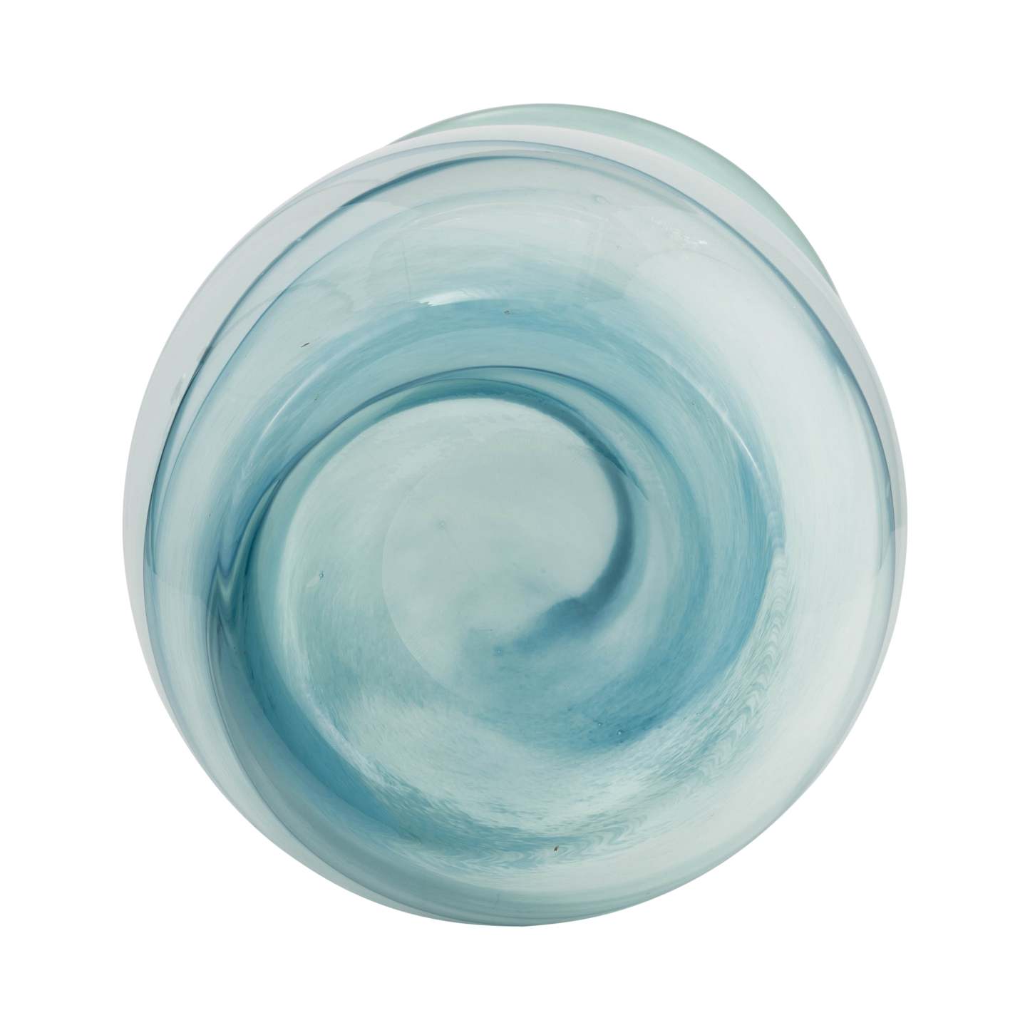 Vase deux couleurs de 11 po en verre - bleu et blanc